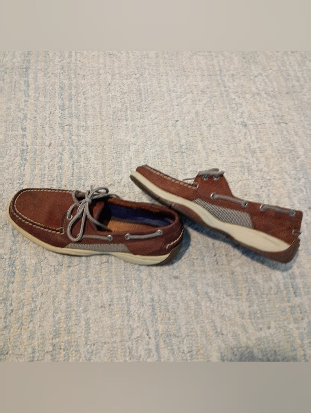 Sperry Size 8.5 Brown and Cream Leather Men’s Boat Shoes
